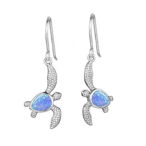 Aros Pendientes Tortuga Plata S925 Opalo-0