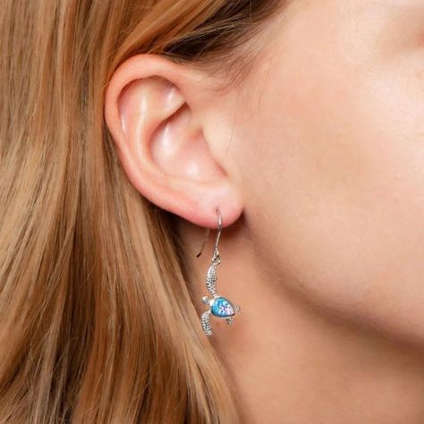Aros Pendientes Tortuga Plata S925 Opalo-1