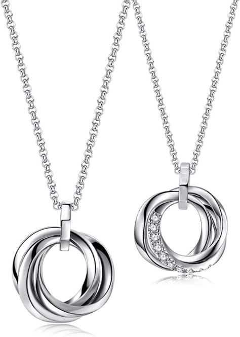 Collar Argollas Pareja Plata 925-0