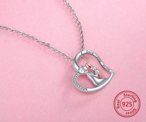 Collar Mamá Y Bebé Plata 925 Baño Oro Rosa -2