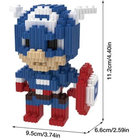 Armable 3d Micro Blocks Capitán América 13cm 586 Piezas-1