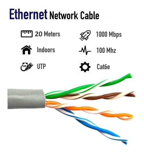 Cable De Red Rj45 Cat6e 20 Metros 4par 24awg Interior Armado-2