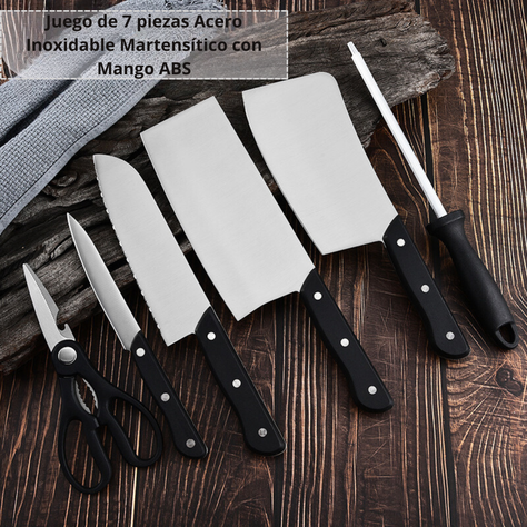 Set Cocina Cuchillos 7 Piezas Acero Inoxidable Martensítico-1