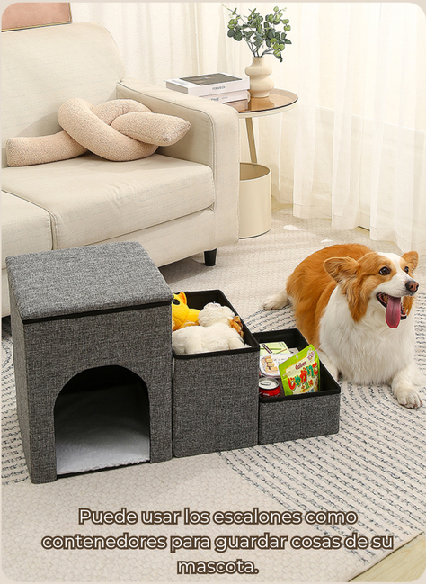 Cama Y Escalera 2 En 1 Acolchada Plegable Para Mascotas-2