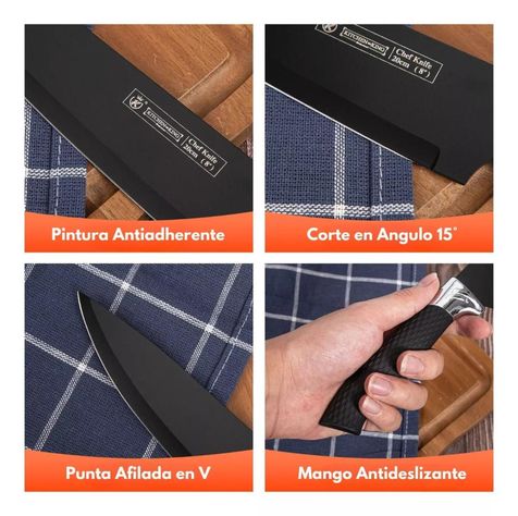 Set Cuchillos De 6 Piezas Antideslizantes Acero Inoxidable-4