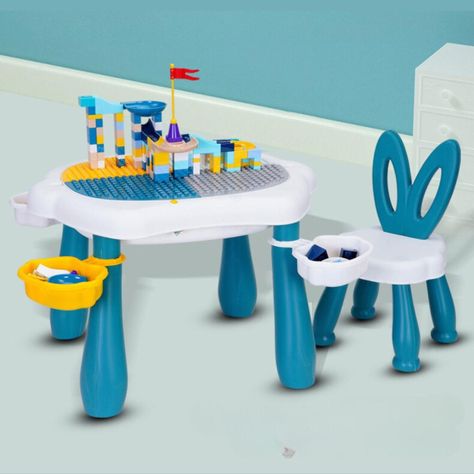 Set Mesa y Silla Bebé Niños Bloques de Juego 56pcs. Colores-2
