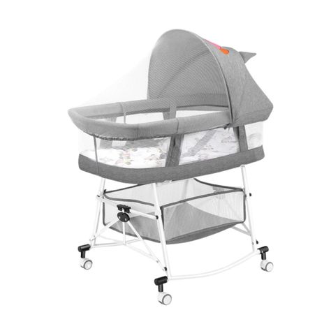 Cuna de bebé Moises Portátil Plegable 3 en 1 Gris Con Ruedas-0