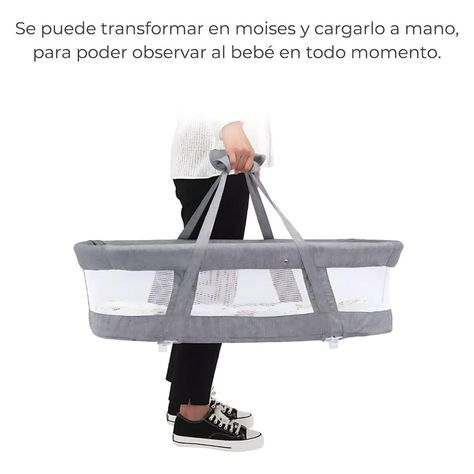 Cuna de bebé Moises Portátil Plegable 3 en 1 Gris Con Ruedas-3