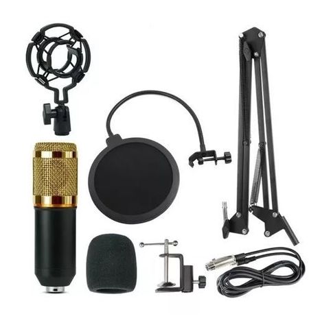 Micrófono  Condensador Cardioide Negro Con Dorado-1