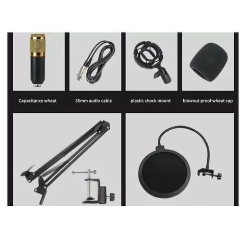 Micrófono  Condensador Cardioide Negro Con Dorado-3