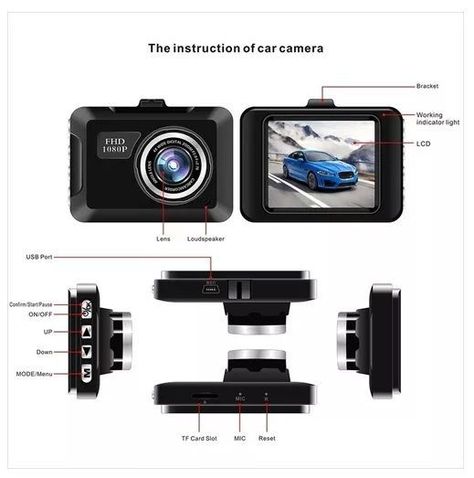 Cámara Vehiculo Vídeo Auto 1080 Cámara Frontal-4