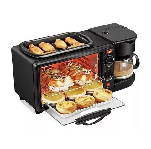 Máquina De Desayuno Horno Cafetera 3 En 1 Plancha Tostador-0