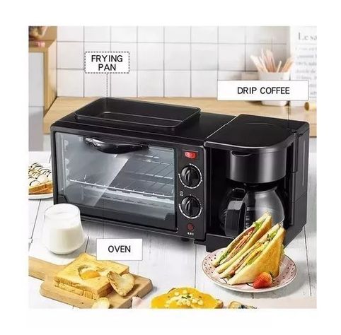 Máquina De Desayuno Horno Cafetera 3 En 1 Plancha Tostador-2