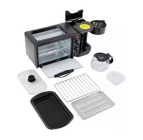 Máquina De Desayuno Horno Cafetera 3 En 1 Plancha Tostador-1