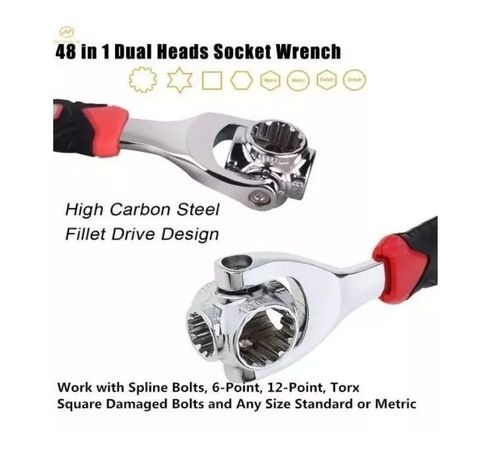 Llave Tigre Fijación Multiuso De Giro 360° 48 En 1 Plateado-3