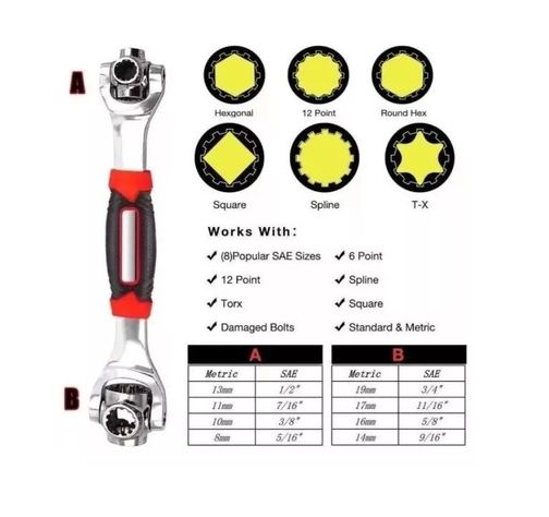 Llave Tigre Fijación Multiuso De Giro 360° 48 En 1 Plateado-4