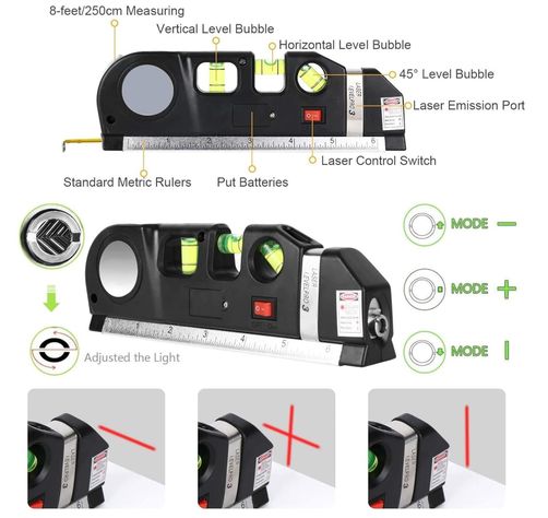 Cinta Métrica Regla Nivel Láser Horizontal Level Pro 3 Modos-5