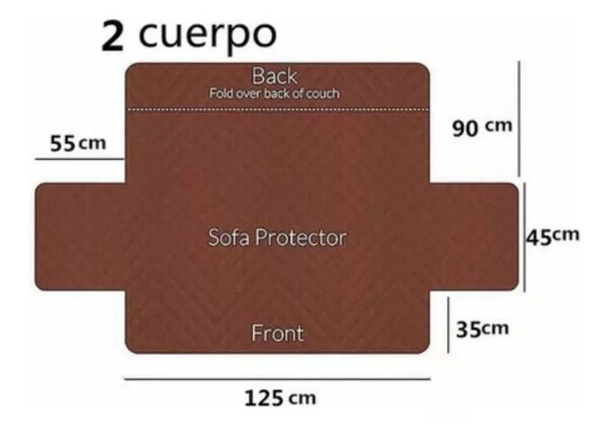 Cubre Sofá 2 Cuerpos Mascotas Perros Gatos Color Marrón-3