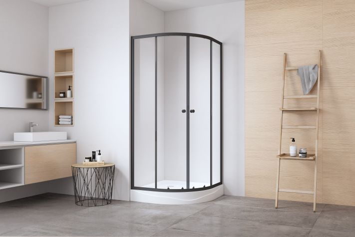 Cabina de Ducha SHOWER CURVO 90 X 90 X 200CM MARCO NEGRO-1