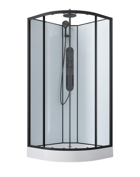 SHOWER CURVO 90X90 CON HIDROMASAJE Y PANEL NEGRO-0