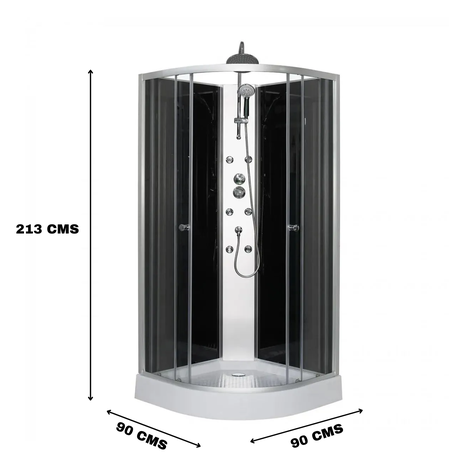Cabina Ducha 6 Jets 90 x 90 x 213 cm Negro-1