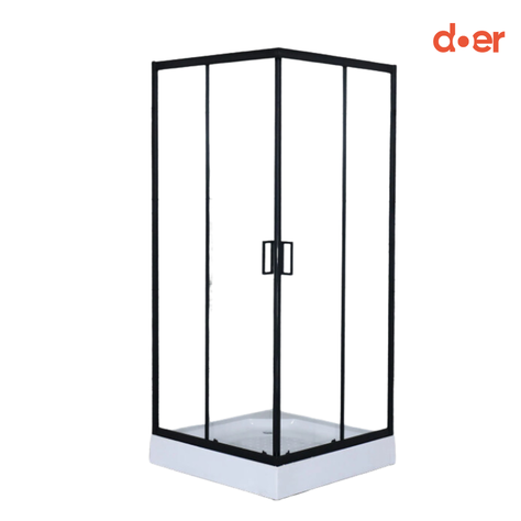 Cabina ducha Elegance Medium 80x80x200cm cuadrada negra.-0