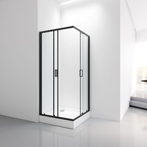 Cabina ducha Elegance Medium 80x80x200cm cuadrada negra.-4