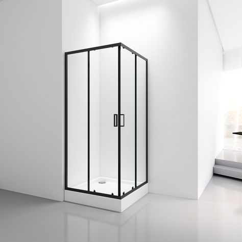 Cabina ducha Elegance Medium 80x80x200cm cuadrada negra.-5