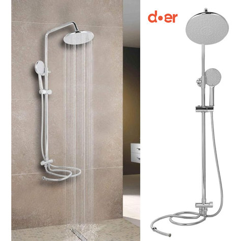 Columna de ducha redonda con Duchador Cromo Doer-3