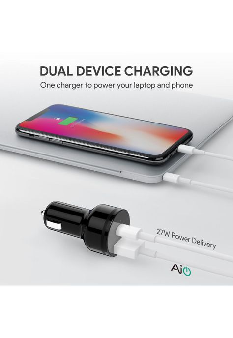 AUKEY Cargador de vehículo USB-C con suministro de energía Negro - CC-Y7-2