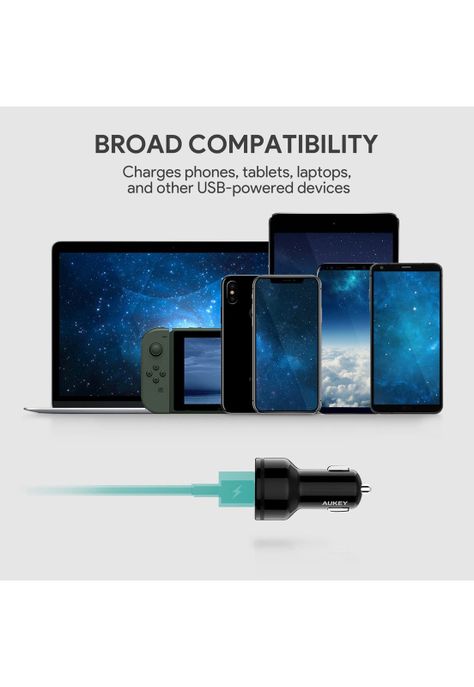 AUKEY Cargador de vehículo USB-C con suministro de energía Negro - CC-Y7-3