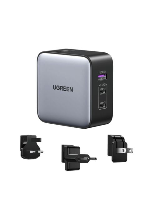 Ugreen Cargador Nexode 65W GaN Fast Charger 2 USB-C / 1 USB-A con Enchufe US/UK/EU Travel-0