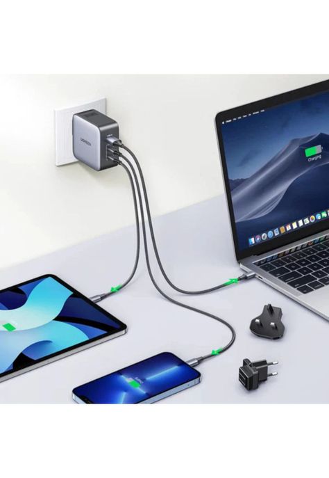 Ugreen Cargador Nexode 65W GaN Fast Charger 2 USB-C / 1 USB-A con Enchufe US/UK/EU Travel-3