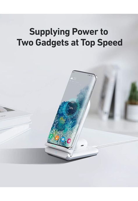 AUKEY Estación de carga Carga rápida 2 en 1 con soporte Blanco - LC-A2B-W-4