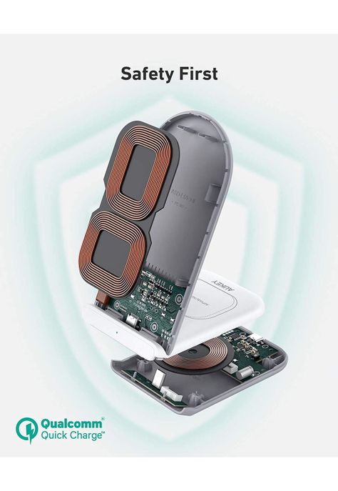 AUKEY Estación de carga Carga rápida 2 en 1 con soporte Blanco - LC-A2B-W-5