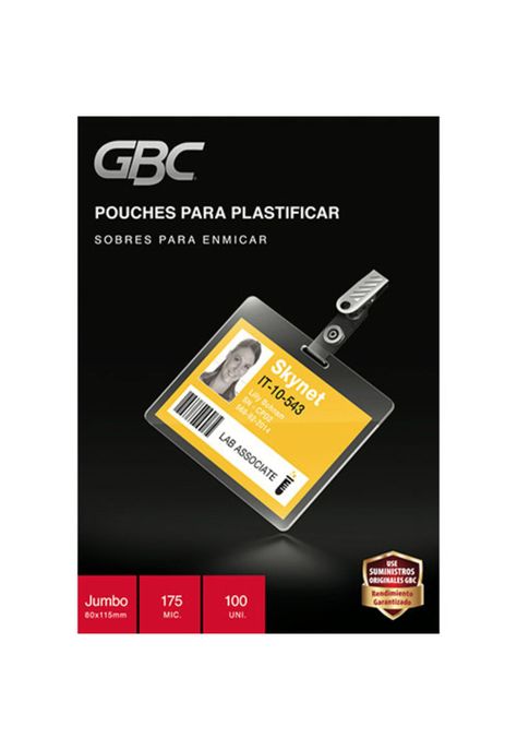Caja Pouche 175 Micrones 7mil de 100 unidades Tamaño Jumbo 80x115 mm - GBC-0