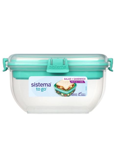Sistema To Go Hermético Ensalada + Sandwich 1.63L Verde-1
