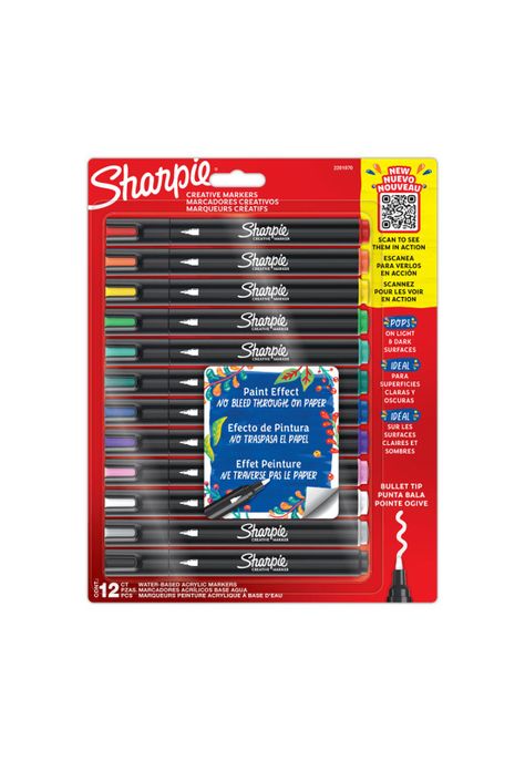 Sharpie Marcadores Acrílico Punta Bala 12 Colores Surtidos-0