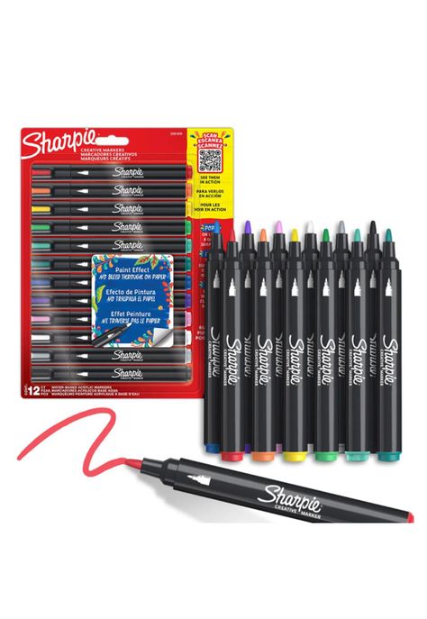 Sharpie Marcadores Acrílico Punta Bala 12 Colores Surtidos-1