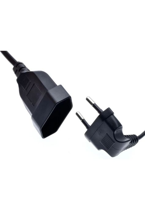 Cable de extensión europeo, enchufe macho  a hembra 90 grados de 0.3 mts-0