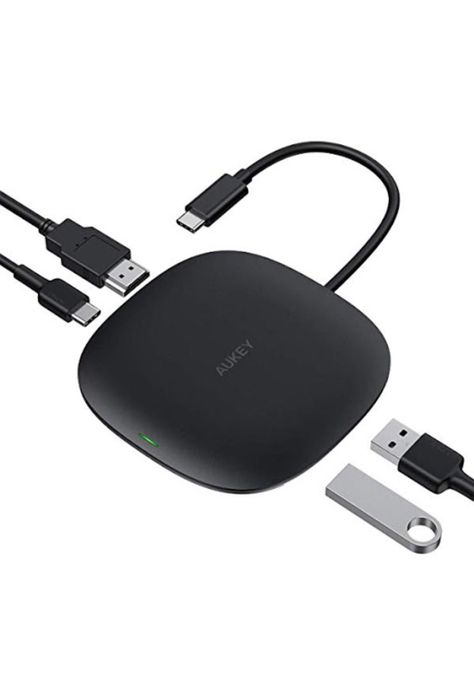AUKEY HUB 5 en 1 USB-C con carga inalámbrica Negro - CB-C70-0