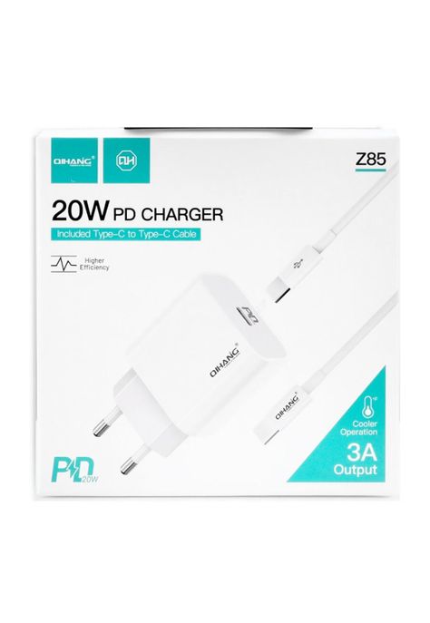 Cargador USB-C PD 20W con Cable USB-C - Blanco-0