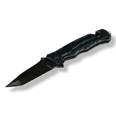 Cuchillo Navaja Táctica Supervivencia Black Frog Con Funda -0