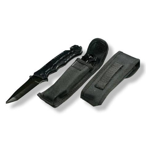 Cuchillo Navaja Táctica Supervivencia Black Frog Con Funda -2