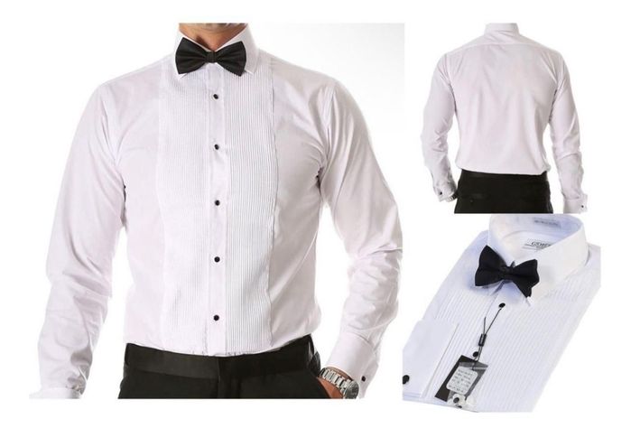 Camisa Blanca Plisada Esmoquin De Hombre, Novio,evento -1