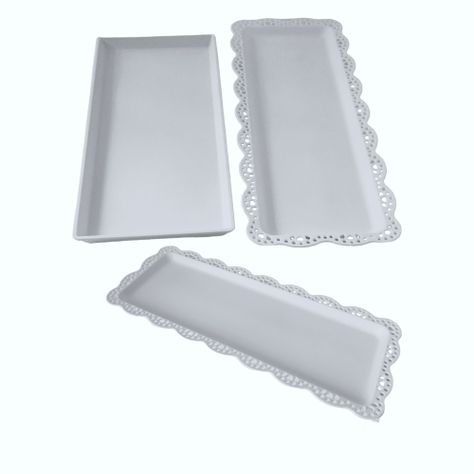Pack 3 Bandejas Rectangular Para Pasteles - Blanco-0