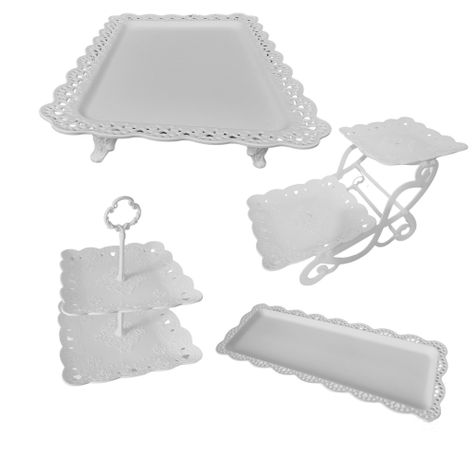 Set 4 Piezas Candy Bar (Porta Torta, Porta Cupcake, Bandeja) - Cuadrado-0