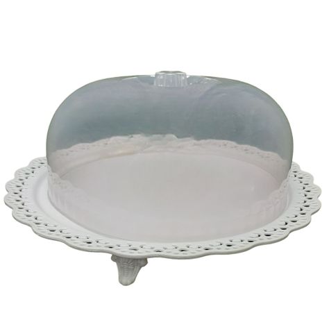 Porta Torta Redondo Grande Con Tapa 33cm - Blanco-0