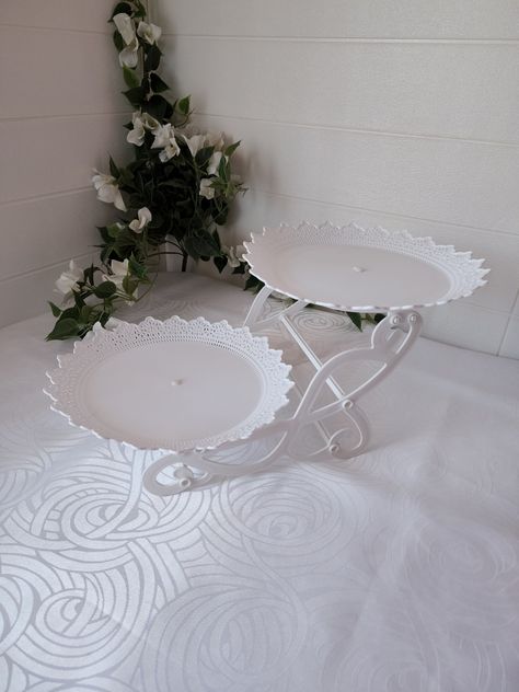 Set 4 Piezas Candy Bar (Porta Torta, Porta Cupcakes, Bandeja) - Blanco-3