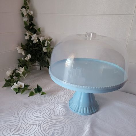 Porta Torta tipo Alzador Redondo Con Tapa 32cm - Celeste-1